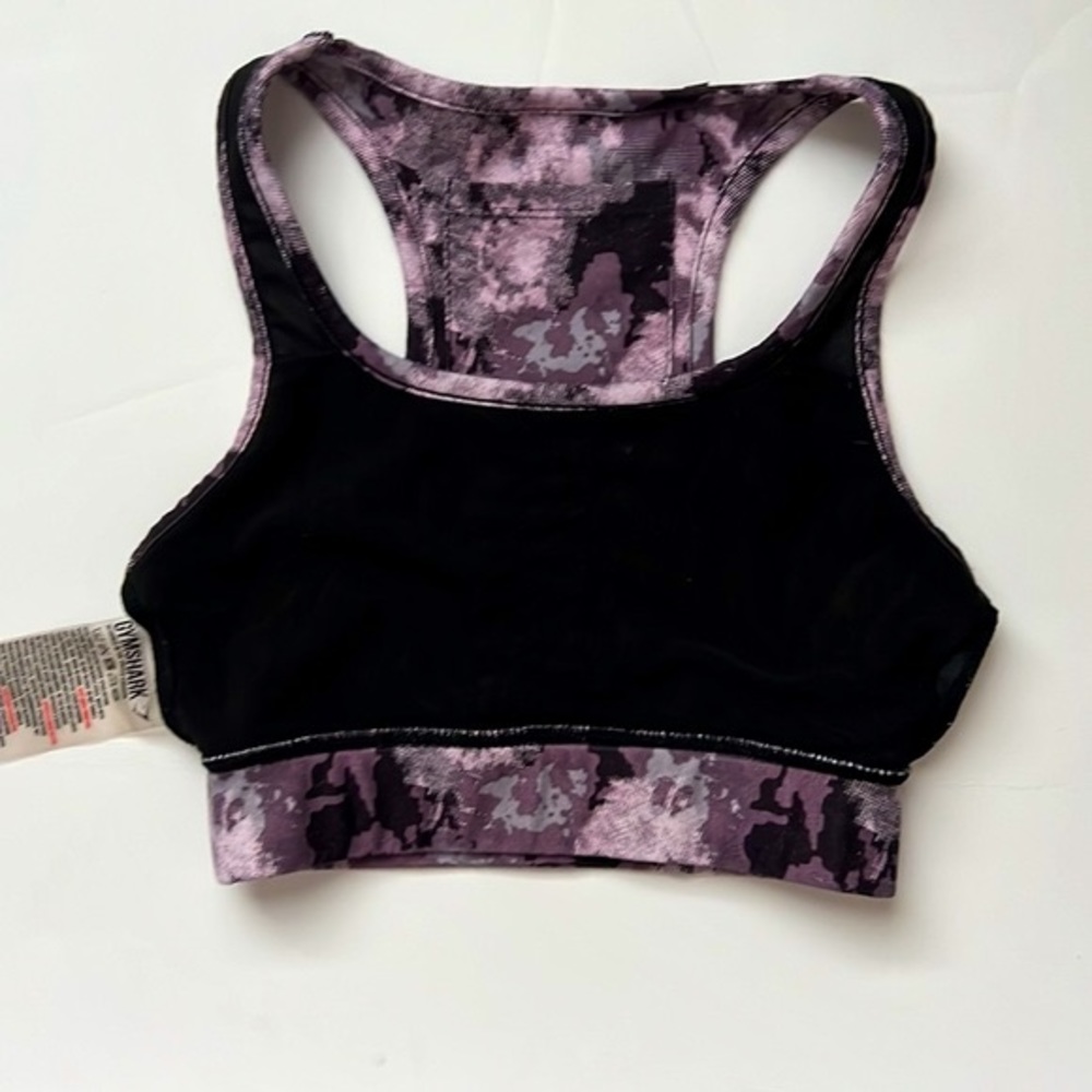 Gymshark Purple Camo Sport Bra with cell phone pocket XS - Picture 3 of 8